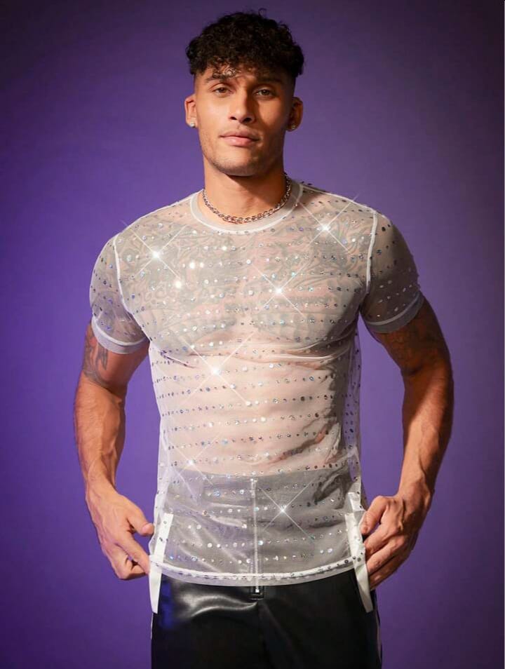 Bonga Boys Mesh Rhinestones Short Sleeve Tshirt